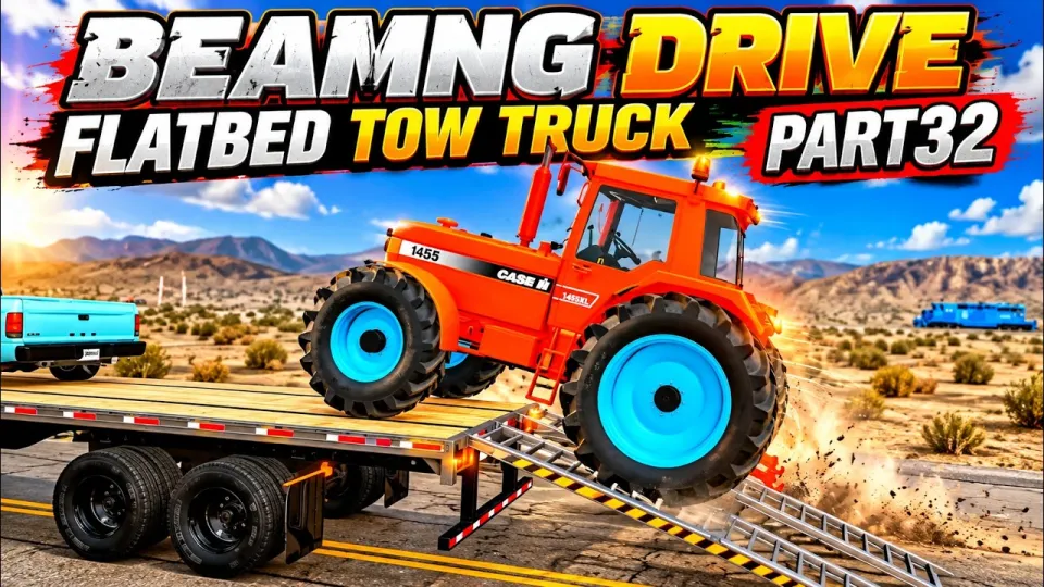 ๐ Beamng Drive Flatbed Tow Truck | Mcqueen vs Giant Potholes ๐ฑ | Transportation with Truck P32